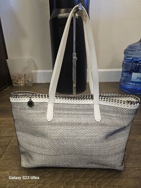 Stella McCartney Large Woven White Chain Tote